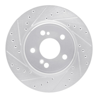 R1 93-02 Mercedes-Benz SL500 Rear Left Drilled & Slotted Silver Brake Rotor