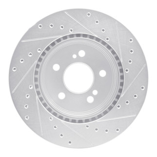 R1 93-02 Mercedes-Benz SL500 Rear Left Drilled & Slotted Silver Brake Rotor