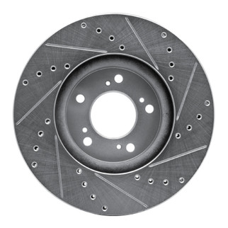 R1 99-04 Acura RL Front Left Drilled & Slotted Silver Brake Rotor
