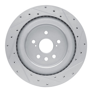 R1 20-25 Lexus RX350 Rear Left Drilled & Slotted Silver Brake Rotor