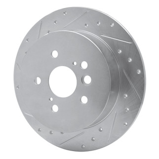 R1 04-05 Toyota RAV4 Rear Left Drilled & Slotted Silver Brake Rotor