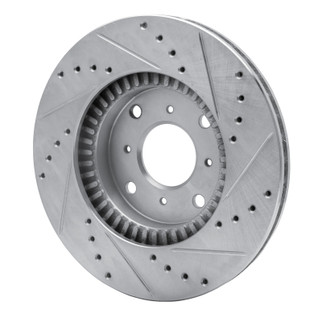 R1 92-96 Honda Prelude Front Left Drilled & Slotted Silver Brake Rotor
