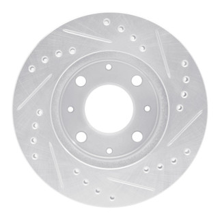 R1 82-83 Honda Accord Sedan Front Left Drilled & Slotted Silver Brake Rotor