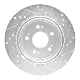 R1 14-20 Acura RLX Rear Left Drilled & Slotted Silver Brake Rotor