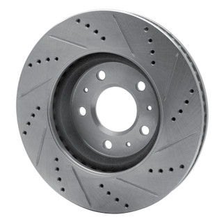 R1 03-08 Cadillac CTS Front Left Drilled & Slotted Silver Brake Rotor