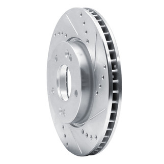 R1 10-13 Kia Forte5 Front Right Drilled & Slotted Silver Brake Rotor