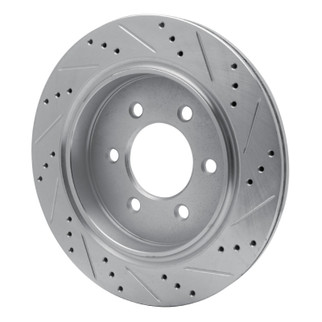 R1 15-17 Ford F-150 4WD Rear Left Drilled & Slotted Silver Brake Rotor