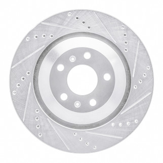 R1 04-18 Audi A8 Rear Right Drilled & Slotted Silver Brake Rotor