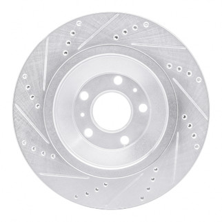 R1 04-18 Audi A8 Rear Right Drilled & Slotted Silver Brake Rotor