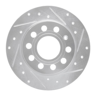 R1 10-19 Audi A3 Rear Right Drilled & Slotted Silver Brake Rotor