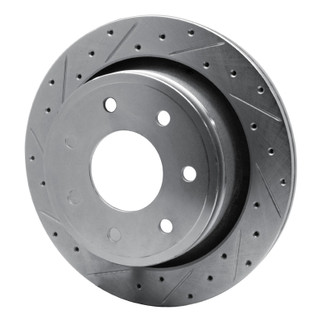 R1 12-14 Ford F-150 4WD Rear Left Drilled & Slotted Silver Brake Rotor