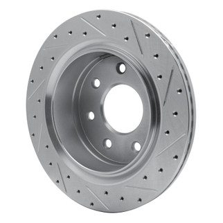 R1 12-14 Ford F-150 4WD Rear Left Drilled & Slotted Silver Brake Rotor