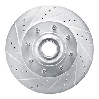 R1 08-25 Ford E-150 Front Left Drilled & Slotted Silver Brake Rotor