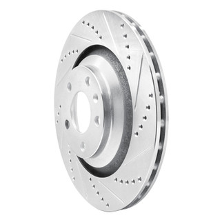 R1 05-11 Audi A6 Quattro Rear Right Drilled & Slotted Silver Brake Rotor