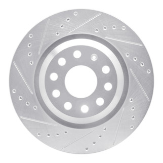 R1 06-25 Audi A3 Quattro Rear Left Drilled & Slotted Silver Brake Rotor