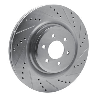 R1 03-17 Dodge Viper Rear Right Drilled & Slotted Silver Brake Rotor