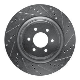 R1 03-17 Dodge Viper Rear Right Drilled & Slotted Silver Brake Rotor