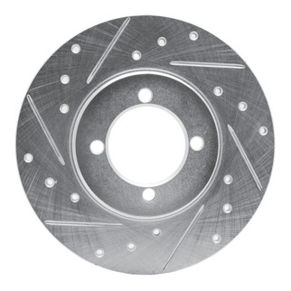 R1 74-87 Dodge COLT Front Left Drilled & Slotted Silver Brake Rotor