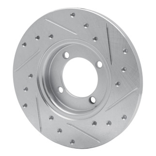 R1 74-87 Dodge COLT Front Left Drilled & Slotted Silver Brake Rotor