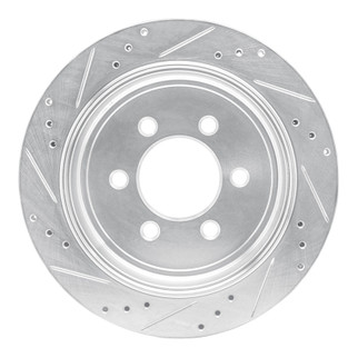 R1 07-17 Ford Expedition Rear Right Drilled & Slotted Silver Brake Rotor