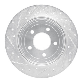 R1 05-08 Ford Escape Rear Right Drilled & Slotted Silver Brake Rotor