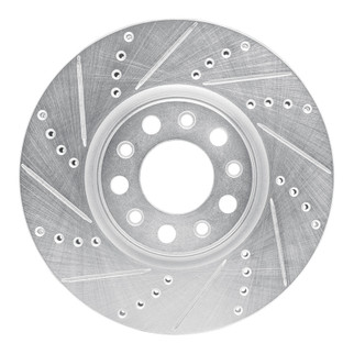 R1 13-23 Chrysler 200 Front Left Drilled & Slotted Silver Brake Rotor