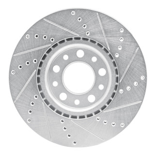 R1 13-23 Chrysler 200 Front Left Drilled & Slotted Silver Brake Rotor
