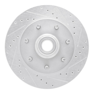 R1 97-04 Ford F-150 RWD Front Right Drilled & Slotted Silver Brake Rotor