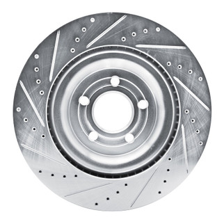 R1 20-25 Ford Explorer Rear Right Drilled & Slotted Silver Brake Rotor