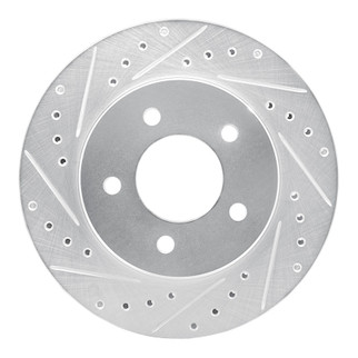 R1 87-90 Dodge DAKOTA 4WD Front Right Drilled & Slotted Silver Brake Rotor