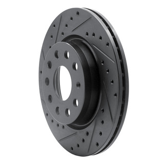 R1 05-15 Volkswagen BORA (Mexico) Front Left Drilled & Slotted Black Brake Rotor