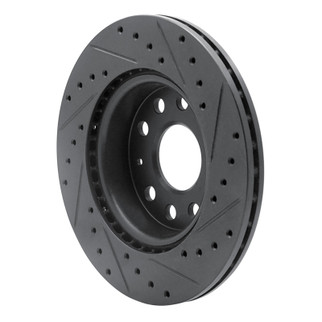 R1 05-15 Volkswagen BORA (Mexico) Front Left Drilled & Slotted Black Brake Rotor