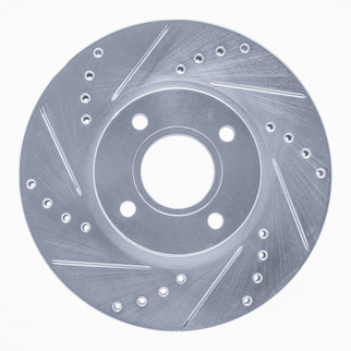 R1 14-23 Ford Fiesta (USA/Canada) Front Left Drilled & Slotted Silver Brake Rotor