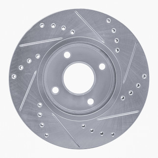R1 14-23 Ford Fiesta (USA/Canada) Front Left Drilled & Slotted Silver Brake Rotor