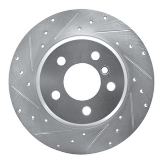 R1 00-06 BMW X5 Front Left Drilled & Slotted Silver Brake Rotor