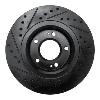 R1 05-22 Mitsubishi Outlander PHEV Front Right Drilled & Slotted Black Brake Rotor