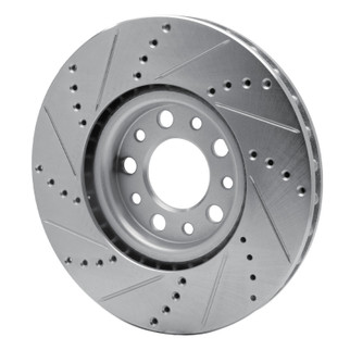 R1 13-23 Chrysler 200 Front Right Drilled & Slotted Silver Brake Rotor