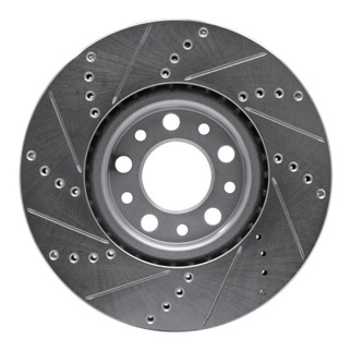 R1 13-23 Chrysler 200 Front Right Drilled & Slotted Silver Brake Rotor