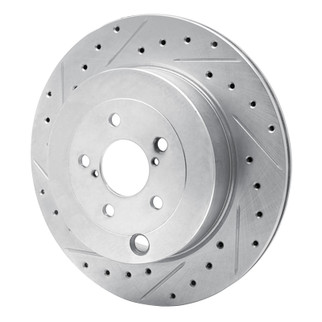 R1 17-25 Subaru BRZ Rear Left Drilled & Slotted Silver Brake Rotor
