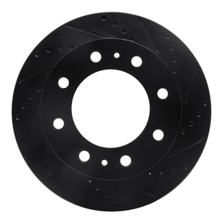 R1 85-89 Chevrolet P30 Front Right Drilled & Slotted Black Brake Rotor