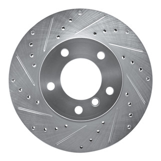 R1 06-13 BMW 128I Front Left Drilled & Slotted Silver Brake Rotor