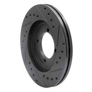 R1 84-90 Dodge COLT Front Left Drilled & Slotted Black Brake Rotor