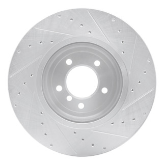 R1 04-10 BMW 650I Convertible Front Left Drilled & Slotted Silver Brake Rotor