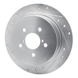 R1 05-09 Subaru Outback Rear Left Drilled & Slotted Silver Brake Rotor