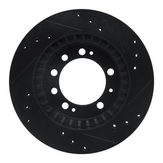 R1 83-89 Chrysler Conquest Rear Left Drilled & Slotted Black Brake Rotor