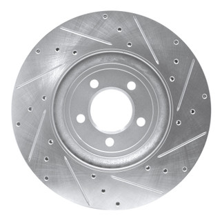 R1 06-10 Jaguar XF Front Left Drilled & Slotted Silver Brake Rotor