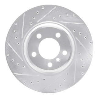 R1 02-08 BMW 745LI Front Left Drilled & Slotted Silver Brake Rotor