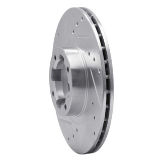 R1 85-94 Subaru RX Front Left Drilled & Slotted Silver Brake Rotor