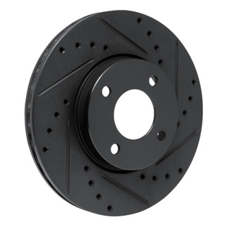 R1 17-25 Nissan Versa Front Right Drilled & Slotted Black Brake Rotor