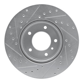 R1 86-89 Jaguar VanDEN PLAS Front Right Drilled & Slotted Silver Brake Rotor